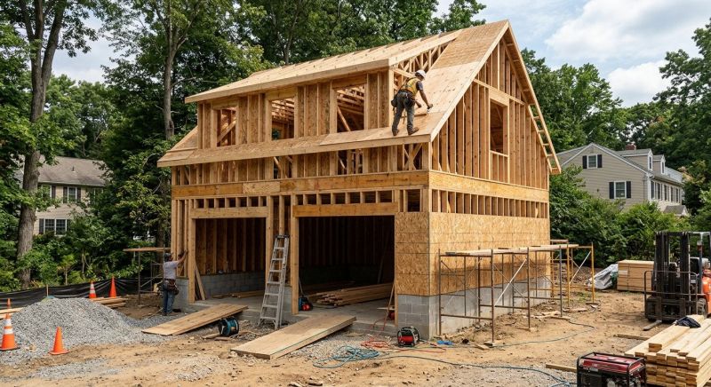 Two Story Garage Construction in Katy, TX